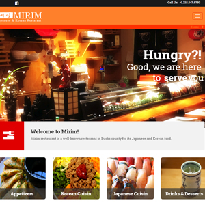 Mirim Restaurant, a website made by the Philadelphia area web development company TAF JK Group Inc.